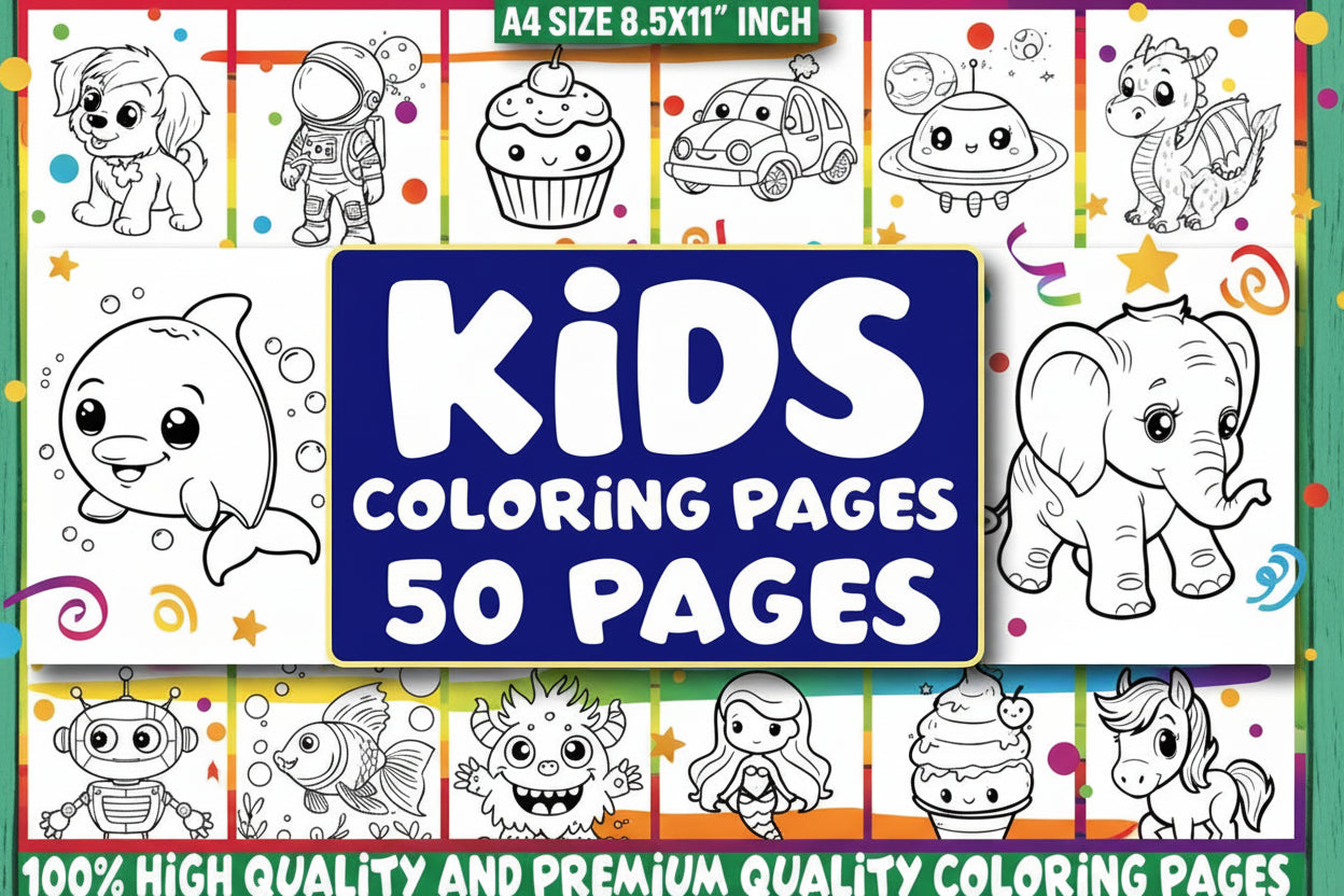 **Coloring Pages for Kids | Creative Printable Coloring Sheets for Children | Instant Digital Download | Perfect for Learning and Entertainment